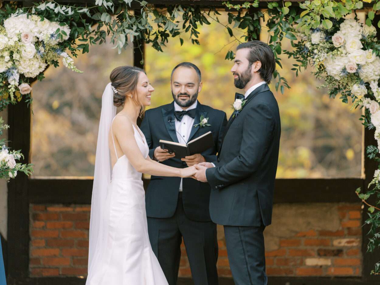 Club at Hillbrook wedding ceremony in Chagrin Falls with Rachel and Kyle from October wedding