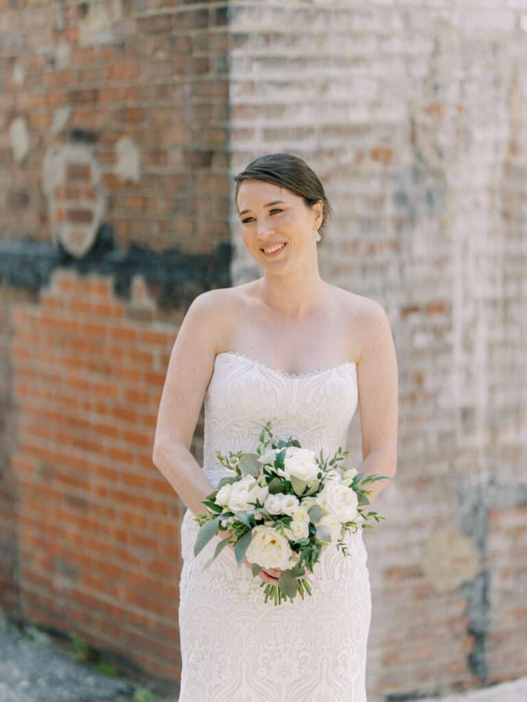 Bride and Groom portraits at Strongwater Events from an early spring in downtown Columbus, Ohio with Kelly & Sean