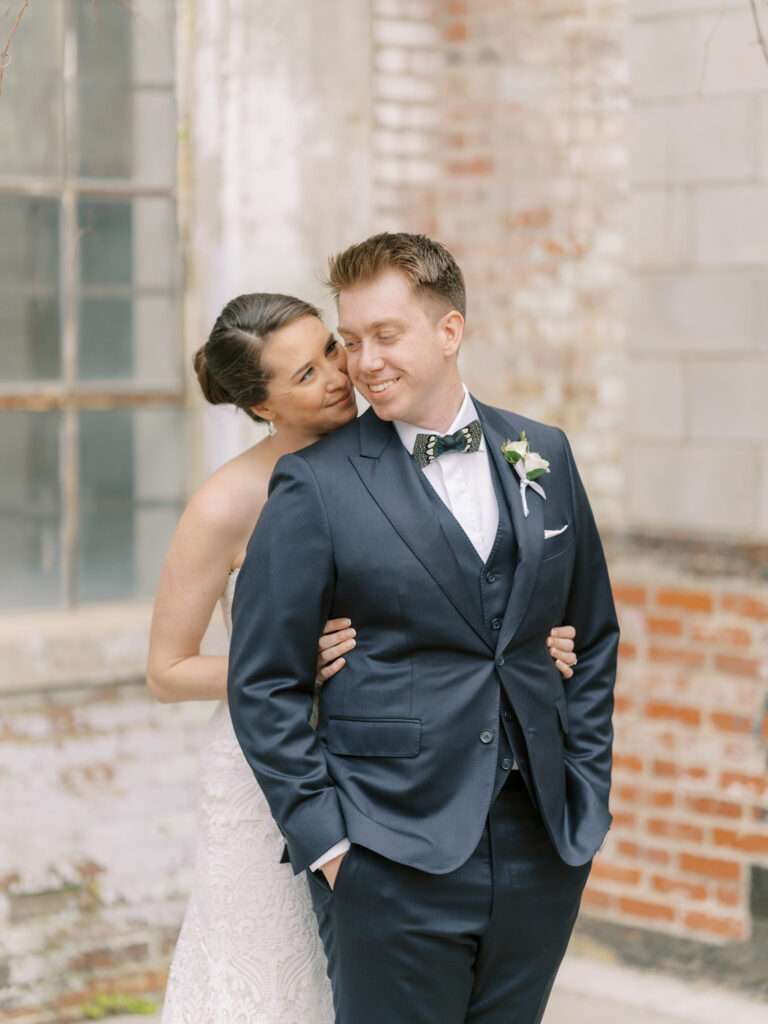 Bride and Groom portraits at Strongwater Events from an early spring in downtown Columbus, Ohio with Kelly & Sean