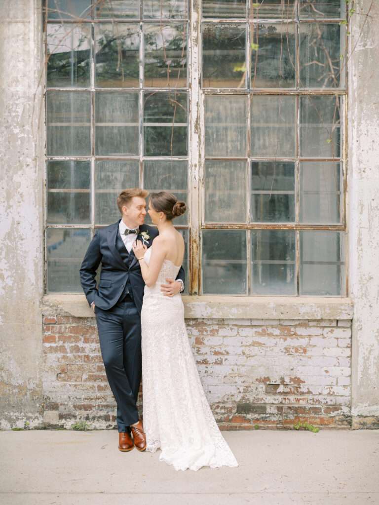 Bride and Groom portraits at Strongwater Events from an early spring in downtown Columbus, Ohio with Kelly & Sean