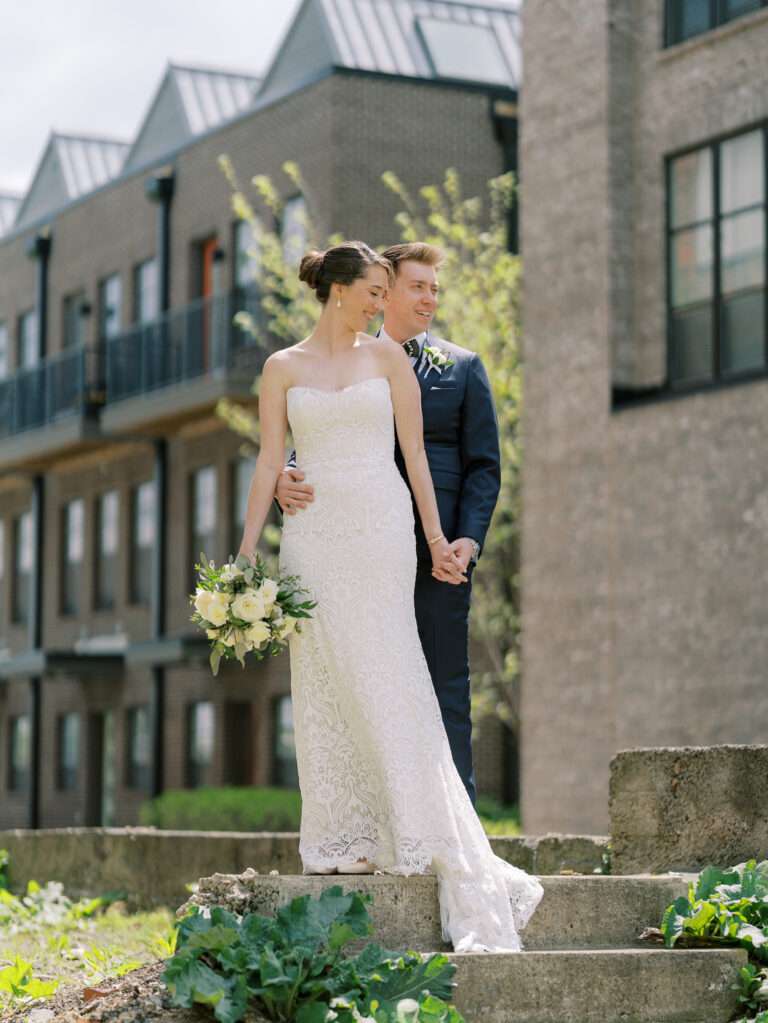 Bride and Groom wedding portraits in Franklinton from an early spring wedding at Strongwater Events