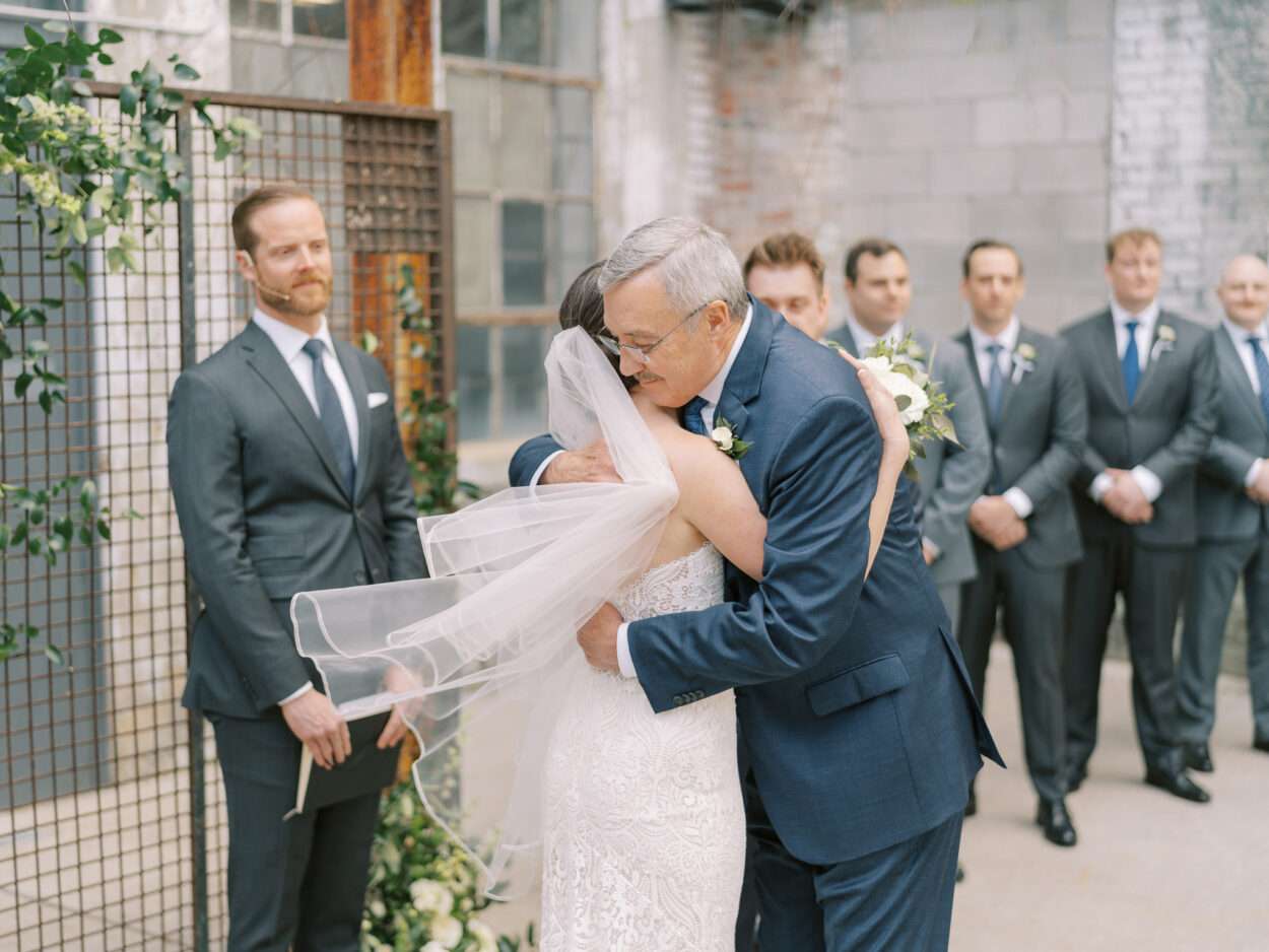 Outdoor wedding ceremony at Strongwater Events in downtown Columbus, Ohio