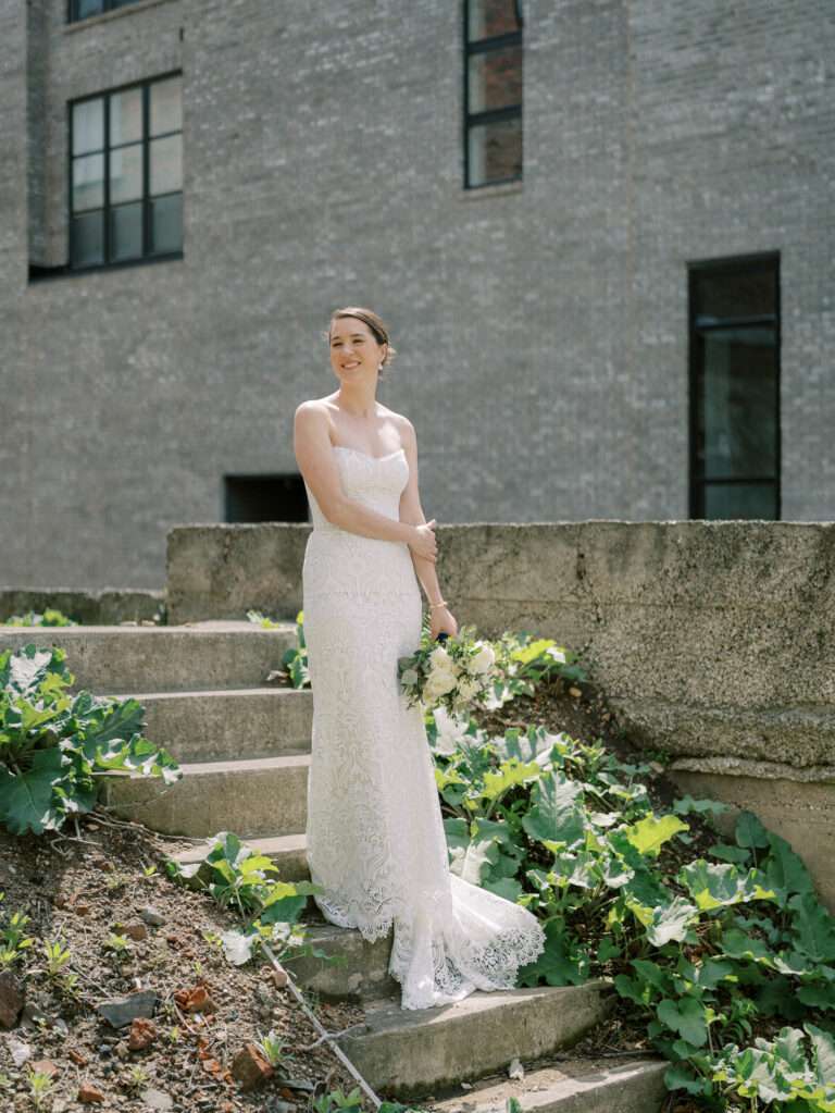 Bride and Groom wedding portraits in Franklinton from an early spring wedding at Strongwater Events