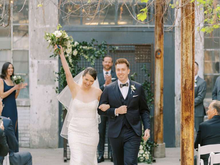 Outdoor wedding ceremony at Strongwater Events in downtown Columbus, Ohio