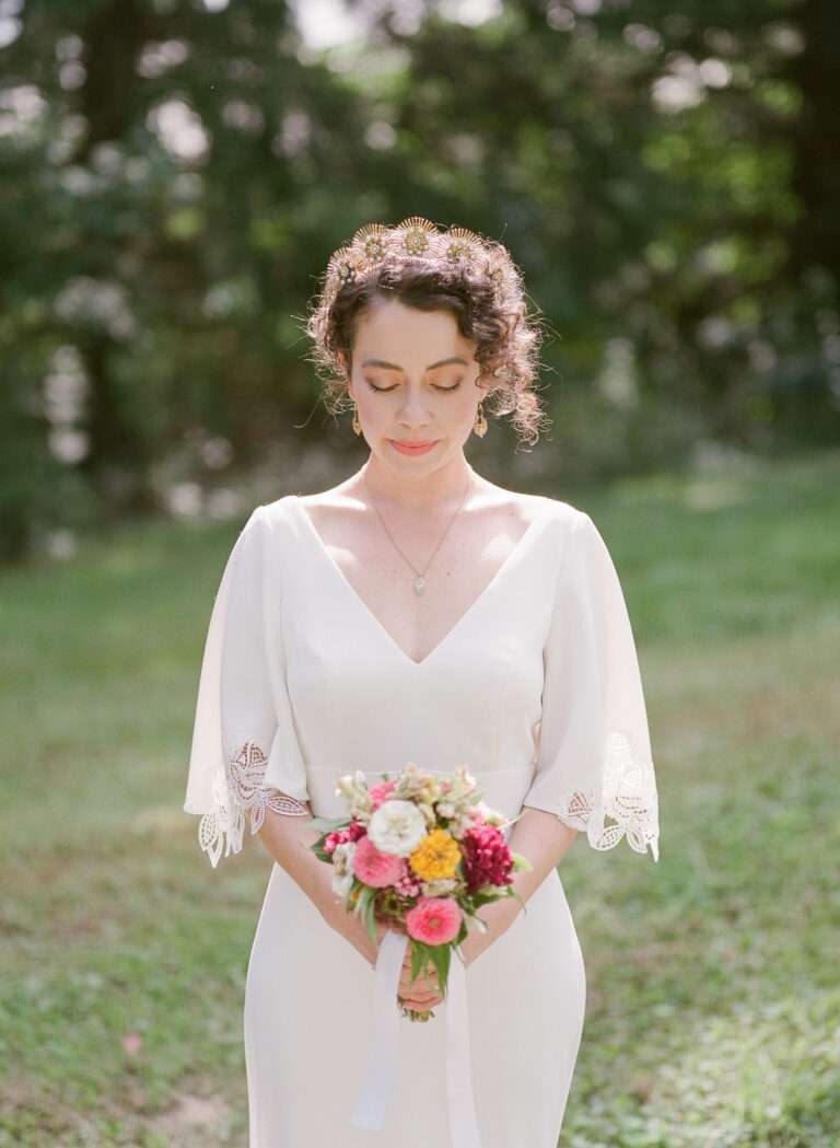 Bride and Groom portraits from a private estate wedding captured on film northeast of Columbus, Ohio