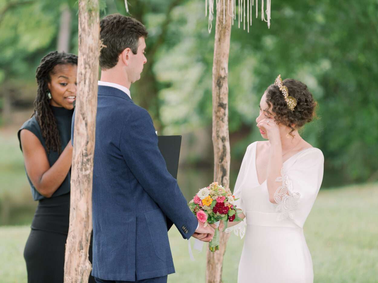 Outdoor wedding ceremony photos from a farm wedding on a private estate in Northeast Ohio