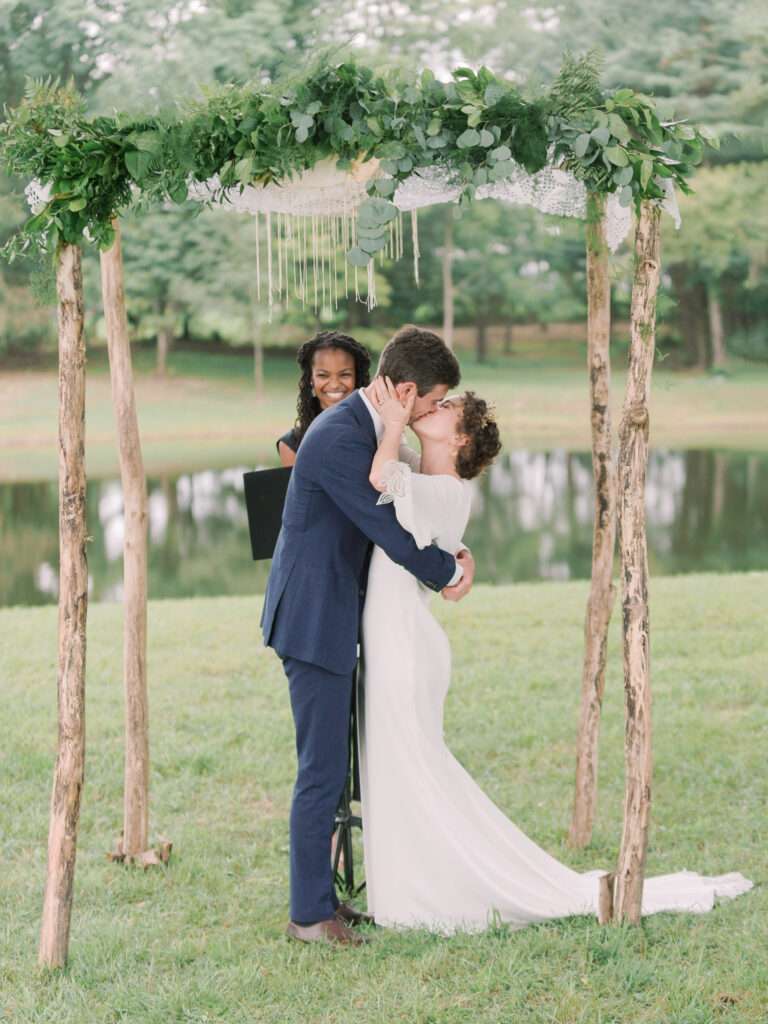 Outdoor wedding ceremony photos from a farm wedding on a private estate in Northeast Ohio