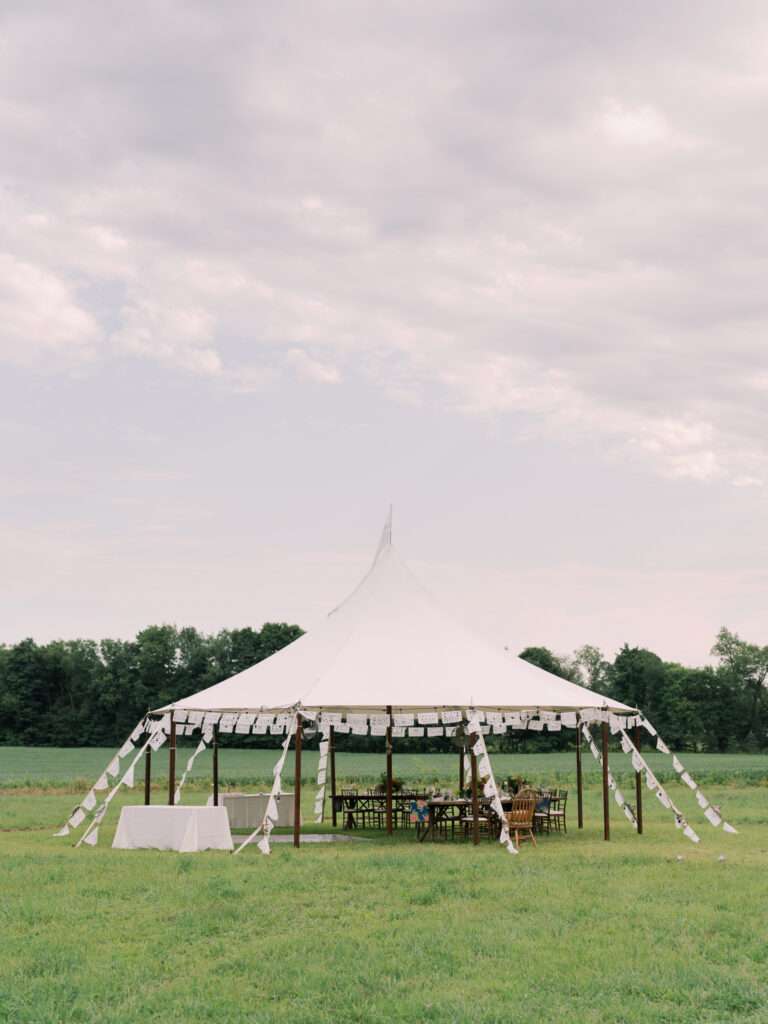 Tented wedding reception photos from a farm wedding on a private estate in Northeast Ohio