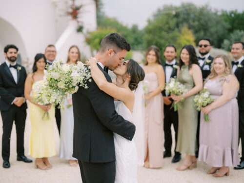 Bridal party photos from a spring wedding at Masseria Parco della Grava in Puglia, Italy