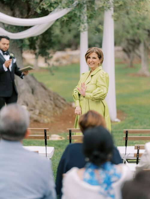 Wedding ceremony in an olive grove from a Masseria Parco della Grava wedding in Puglia, Italy