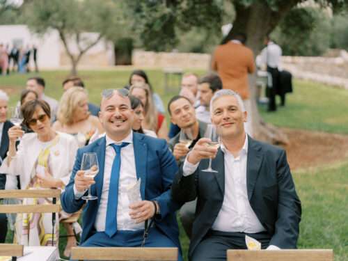 Wedding ceremony in an olive grove from a Masseria Parco della Grava wedding in Puglia, Italy