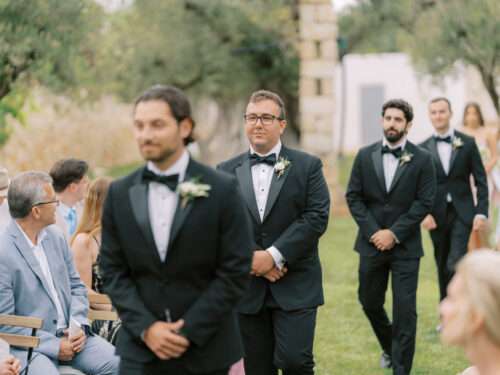 Wedding ceremony in an olive grove from a Masseria Parco della Grava wedding in Puglia, Italy