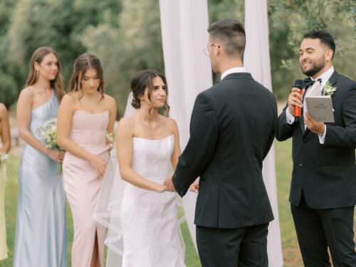 Wedding ceremony in an olive grove from a Masseria Parco della Grava wedding in Puglia, Italy