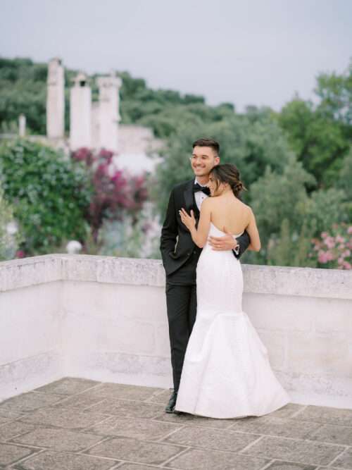 Bride and groom portraits from a Masseria Parco della Grava wedding in Puglia, Italy