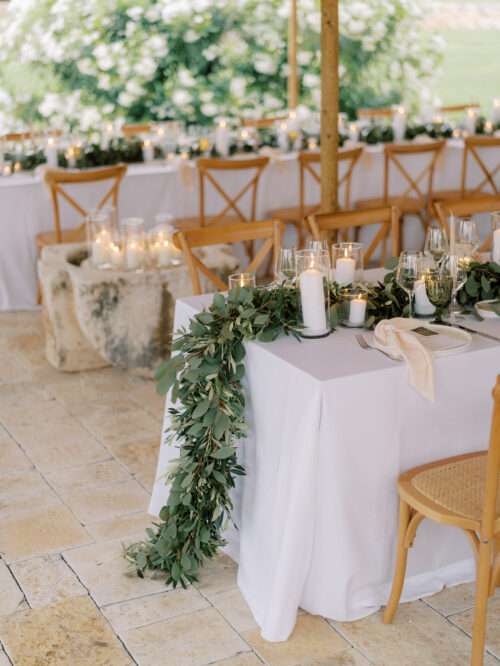 Wedding reception design details from a destination wedding at Masseria Parco della Grava in Puglia, Italy