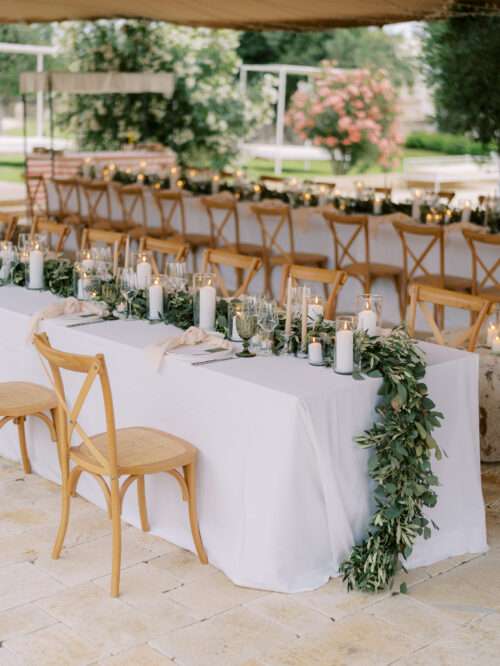 Wedding reception design details from a destination wedding at Masseria Parco della Grava in Puglia, Italy