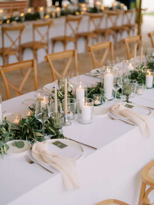 Wedding reception design details from a destination wedding at Masseria Parco della Grava in Puglia, Italy