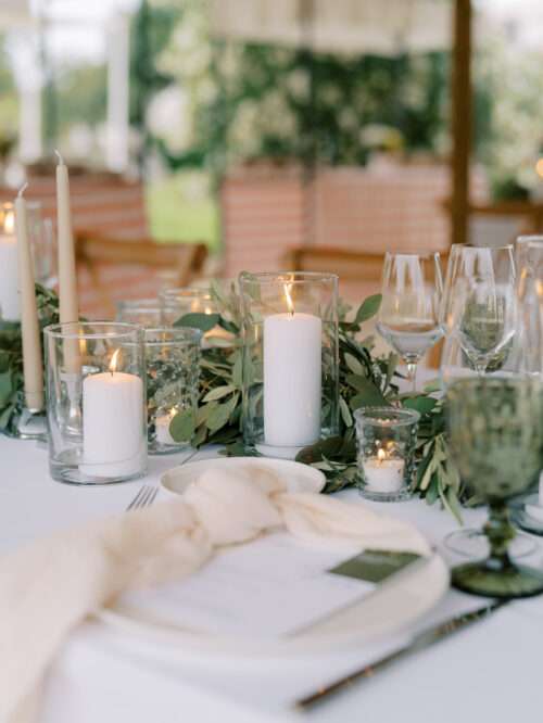 Wedding reception design details from a destination wedding at Masseria Parco della Grava in Puglia, Italy