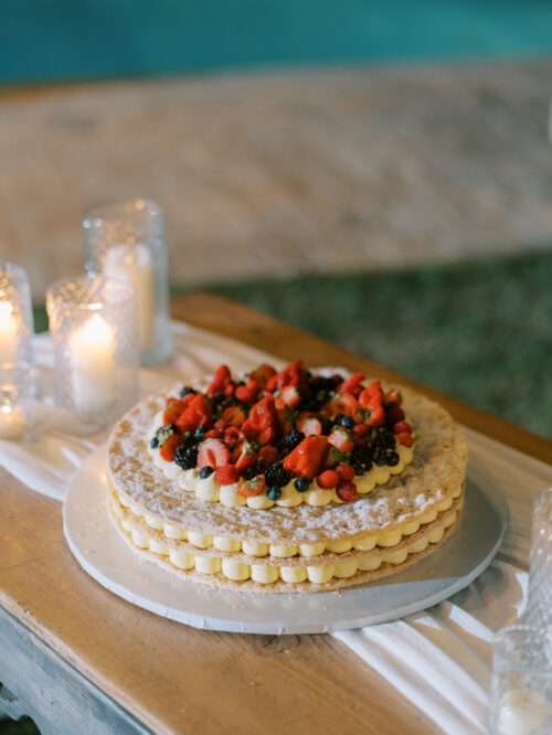 Italian millefoglie wedding cake from a destination wedding at Masseria Parco della Grava in Puglia, Italy