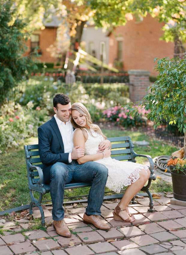 A beautiful downtown Columbus engagement session in October captured on film in German Village