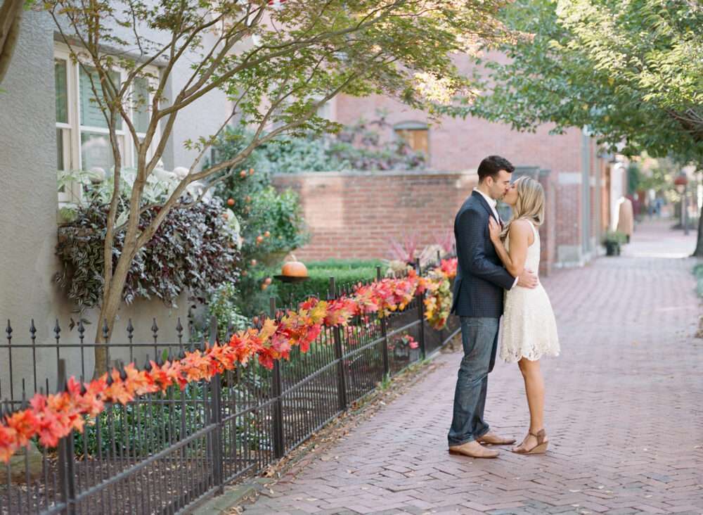 A beautiful downtown Columbus engagement session in October captured on film in German Village