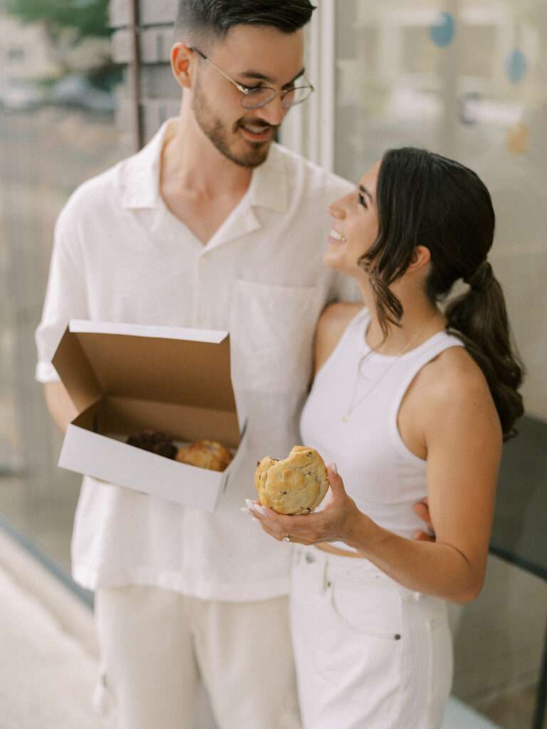 Engagement photos captured at Lion Cub Cookies in Grandview Heights with Ana and Stephen