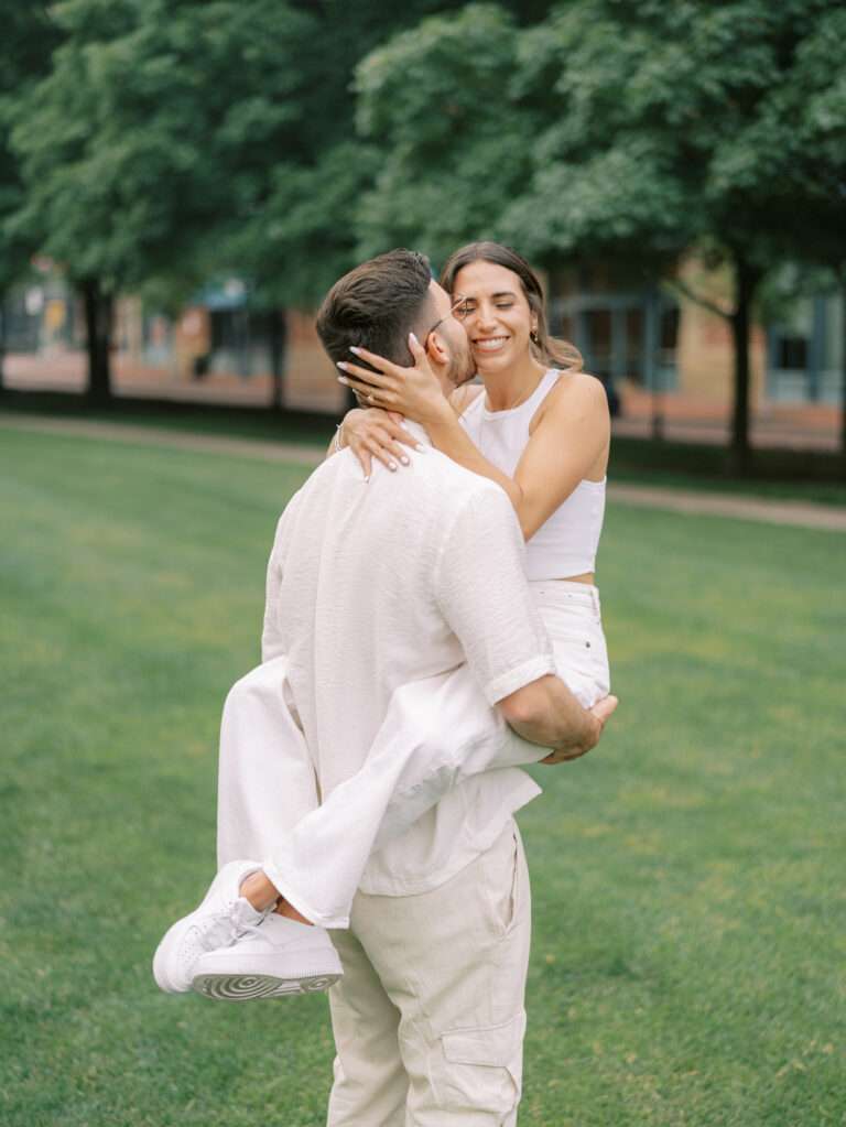 Ana and Stephen's downtown Columbus engagement photos at McFerson Commons Park in the Arena District