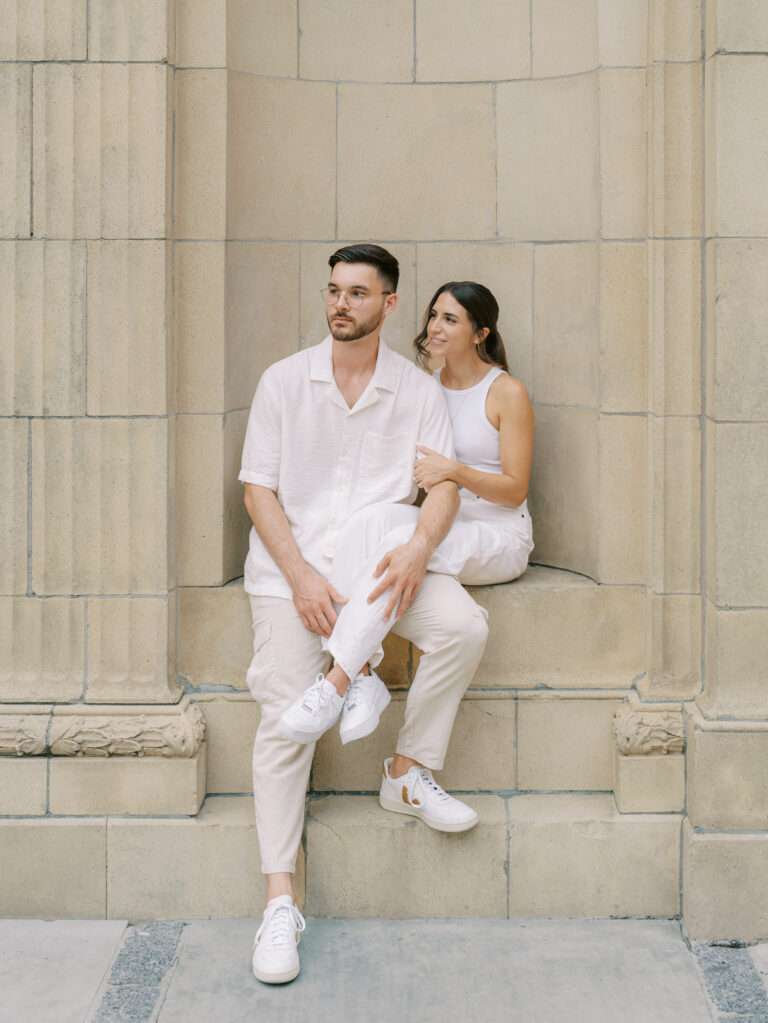 Ana and Stephen's downtown Columbus engagement photos at McFerson Commons Park in the Arena District