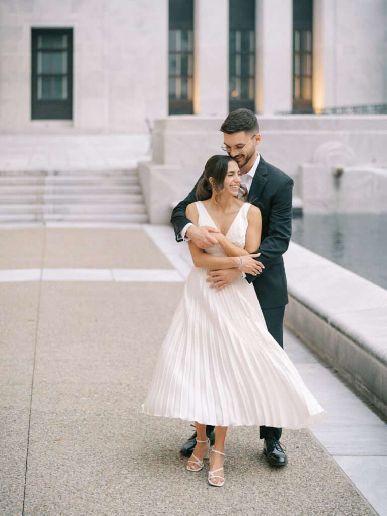 Ana and Stephen's downtown Columbus engagement photos near Scioto Mile Park