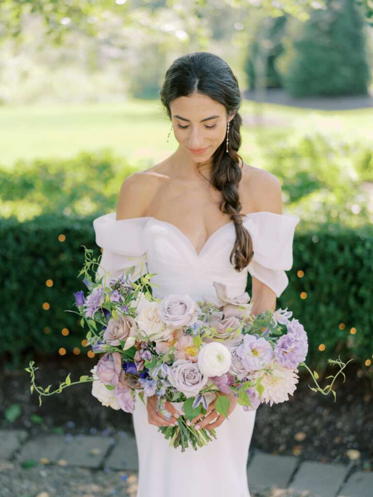 Columbus wedding photography featuring a detail of a bride's flower bouquet