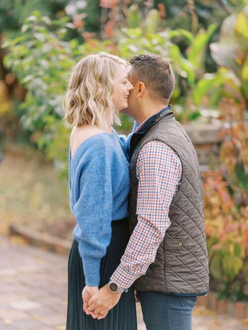 German Village engagement photos at the peak of fall color for Jill and Kevin's Columbus engagement session