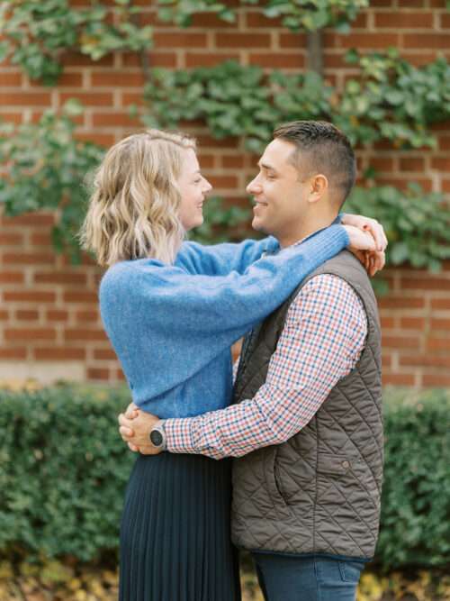 German Village engagement photos at the peak of fall color for Jill and Kevin's Columbus engagement session