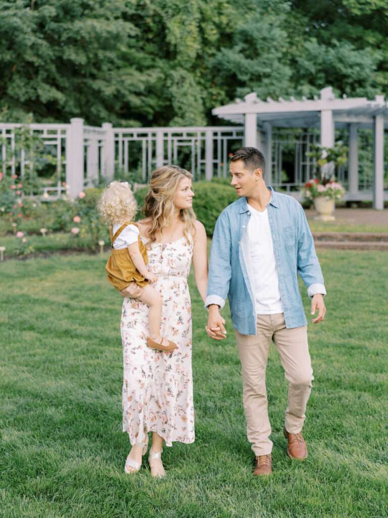 Inniswood Garden engagement photos in Columbus during a summer sunset