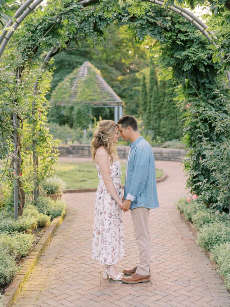 Inniswood Garden engagement photos in Columbus during a summer sunset