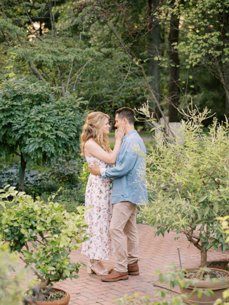 Inniswood Garden engagement photos in Columbus during a summer sunset