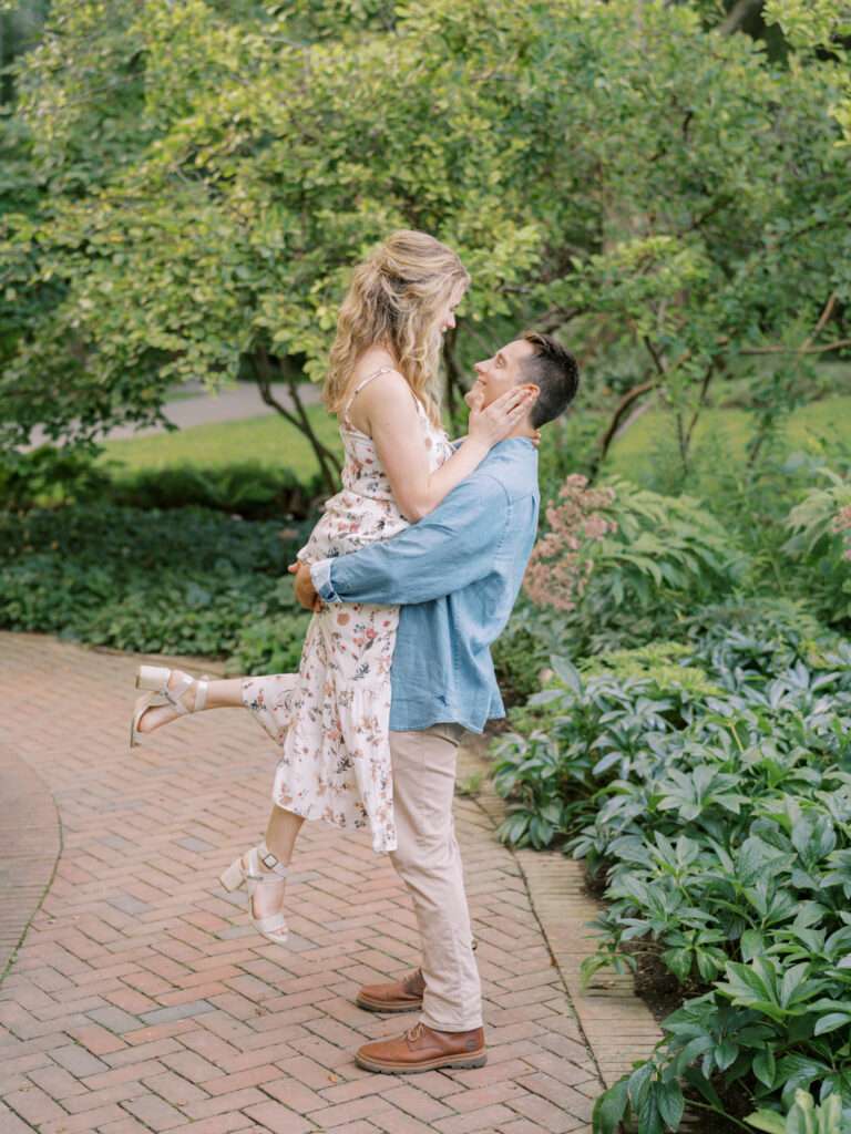 Inniswood Garden engagement photos in Columbus during a summer sunset