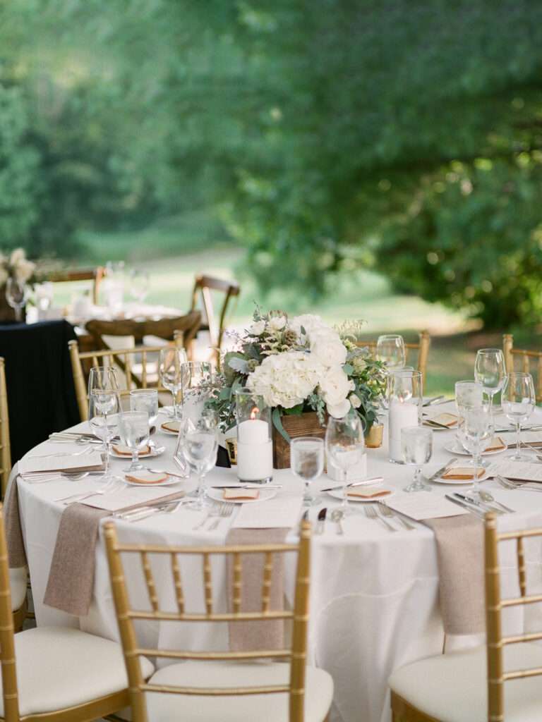 A tented wedding reception at Kirtland Country Club