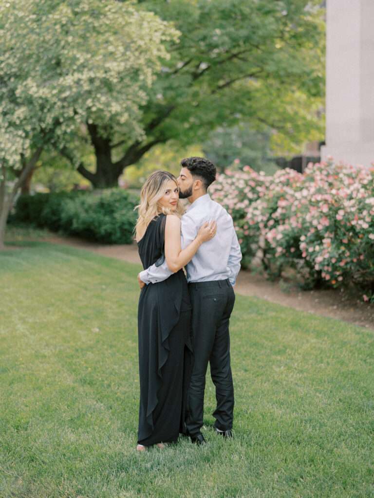 Classic & intimate Capitol Square engagement photos captured at sunset in downtown Columbus with Roseil & Mohammed