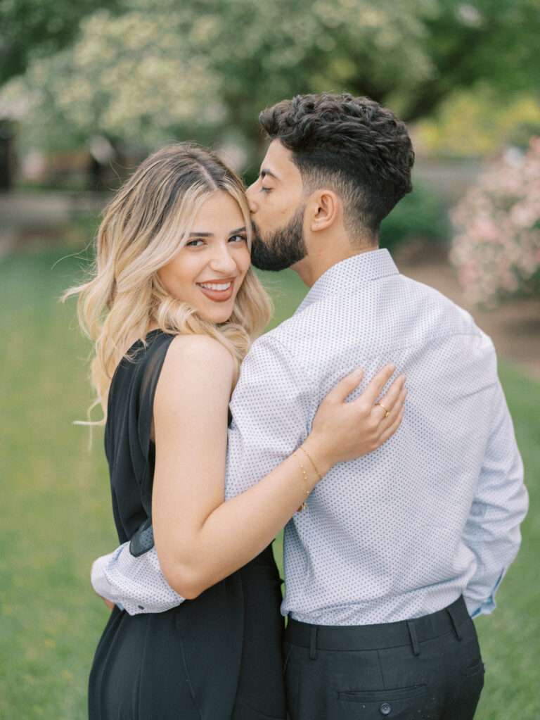 Classic & intimate Capitol Square engagement photos captured at sunset in downtown Columbus with Roseil & Mohammed