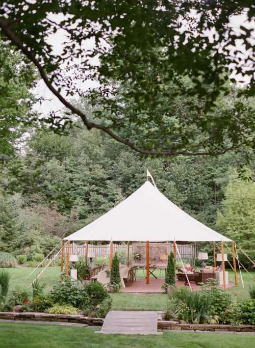 Backyard wedding reception from a small wedding at a private residence in Shaker Heights, Ohio