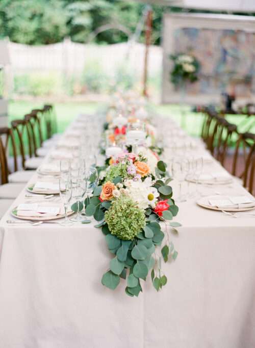 Backyard wedding reception from a small wedding at a private residence in Shaker Heights, Ohio