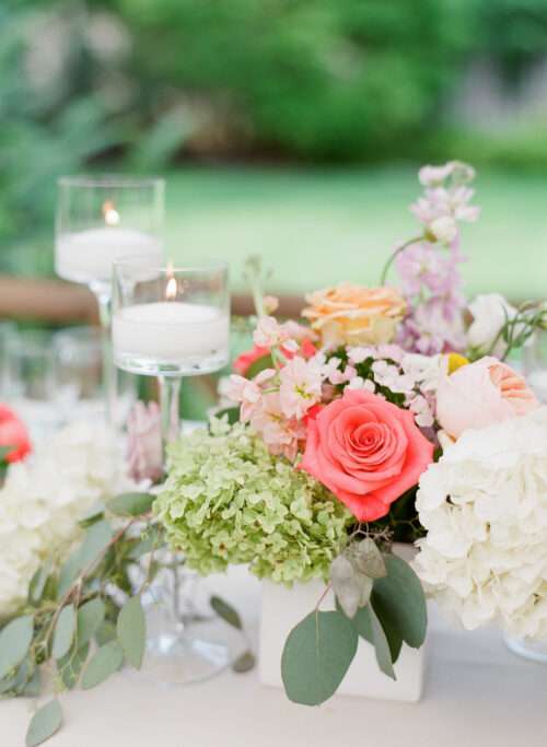 Backyard wedding reception from a small wedding at a private residence in Shaker Heights, Ohio