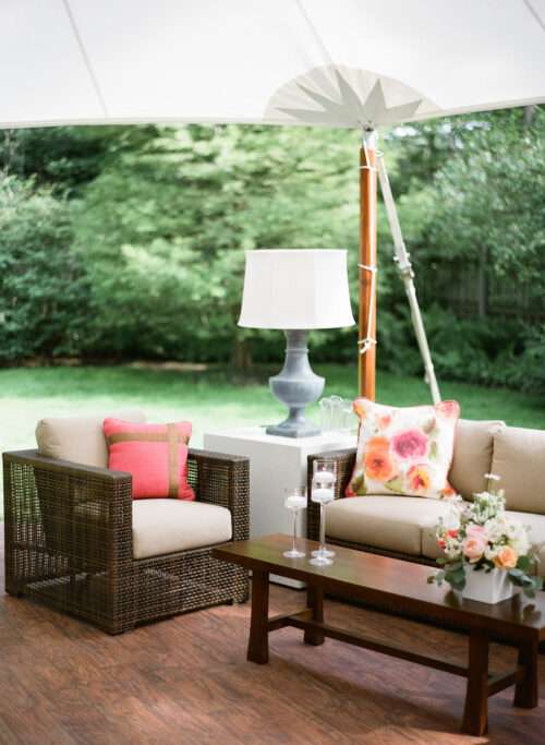 Backyard wedding reception from a small wedding at a private residence in Shaker Heights, Ohio