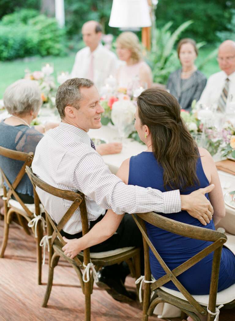 Backyard wedding reception from a small wedding at a private residence in Shaker Heights, Ohio