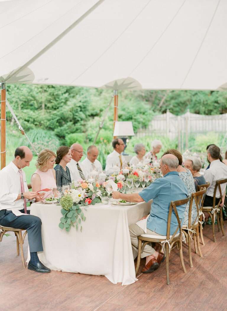 Backyard wedding reception from a small wedding at a private residence in Shaker Heights, Ohio