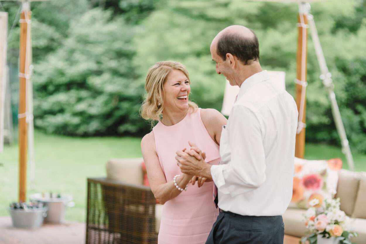 Backyard wedding reception from a small wedding at a private residence in Shaker Heights, Ohio