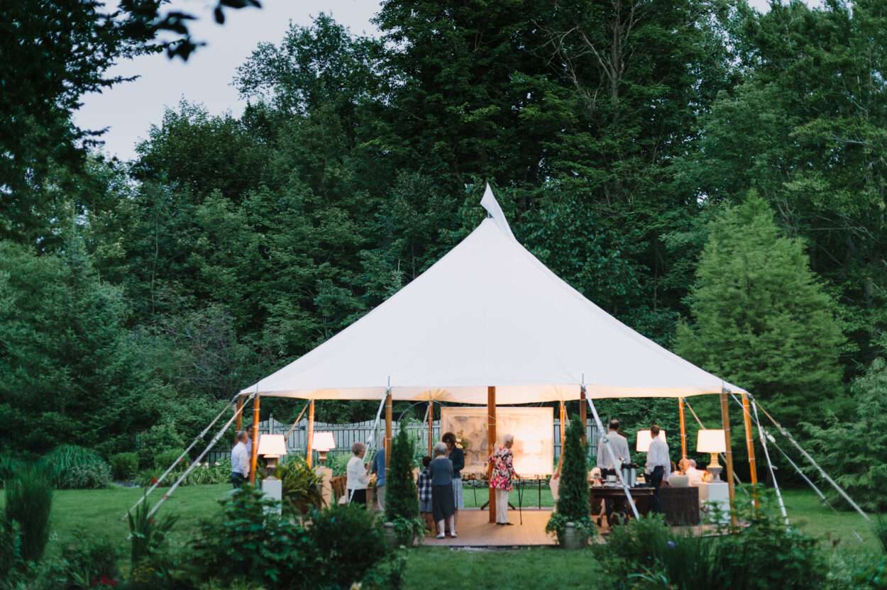 Backyard wedding reception from a small wedding at a private residence in Shaker Heights, Ohio