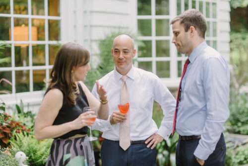 Backyard wedding reception from a small wedding at a private residence in Shaker Heights, Ohio