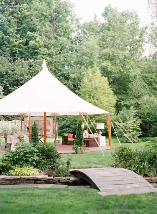 Backyard wedding reception from a small wedding at a private residence in Shaker Heights, Ohio