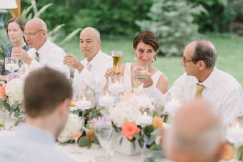 Backyard wedding reception from a small wedding at a private residence in Shaker Heights, Ohio